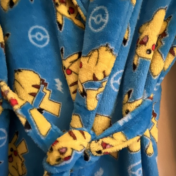 Pokemon Pikachu Plush Pajama Bathrobe Youth Blue Medium 8/10 - Picture 8 of 16